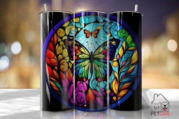 Butterfly Stained Glass 20oz Skinny 9