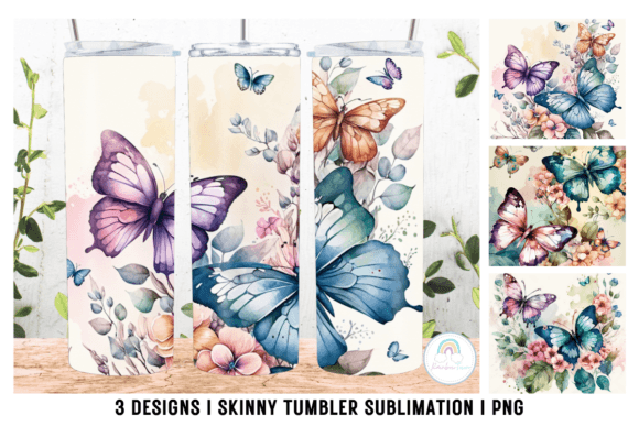 Butterfly Tumbler Sublimation Design PNG