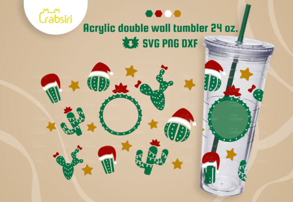 Cactus Christmas Acrylic Tumbler 24oz