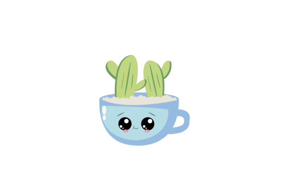 Cactus Cup Kawai Icon Illustration