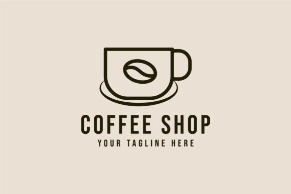 Coffee Shop with Line Art Style Logo