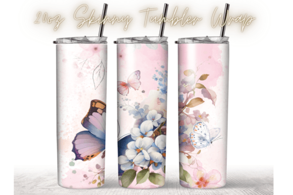 Flower Butterfly Watercolor Pink Tumbler
