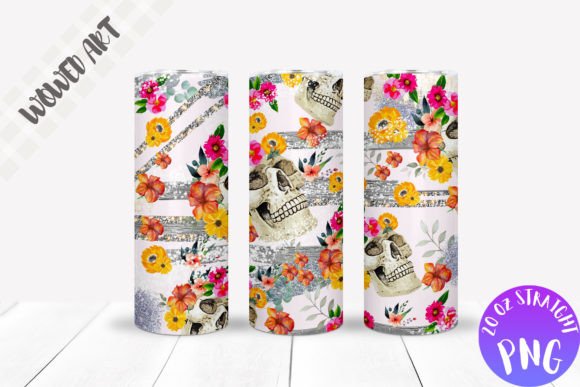 Flower X Skull Tumbler Wrap Design