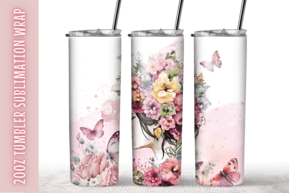 Flowers Watercolor Women Tumbler Wrap