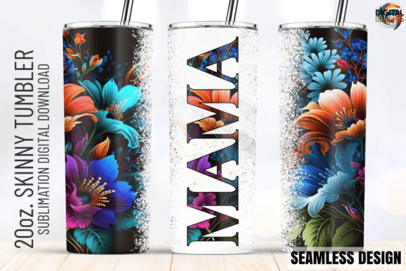 MAMA Vibrant Summer Flowers Tumbler Wrap