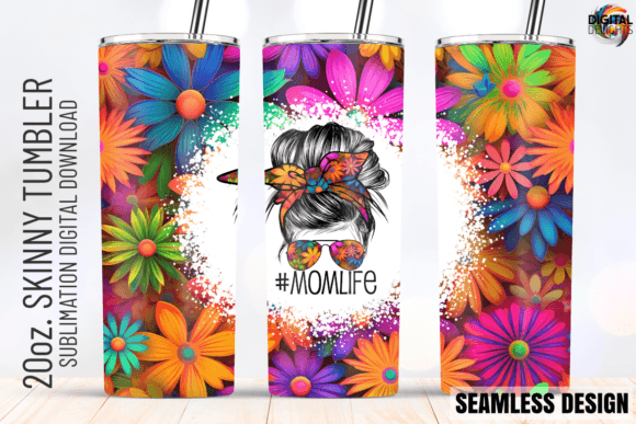 MOM Groovy Daisies Flower 20oz Wrap
