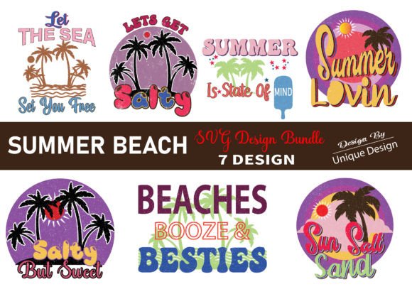 Retro Summer Beach Quotes SVG Bundle