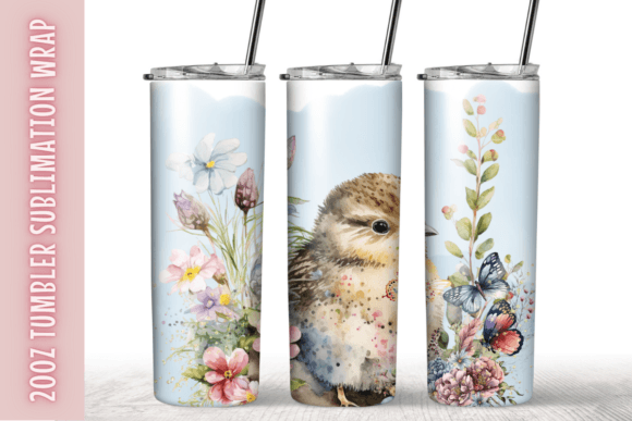 Watercolor Flower Butterflies Tumbler